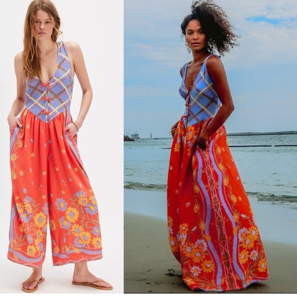 Free People Bali Honeydew Jumpsuit Medium
